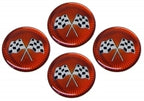 Emblem Set Wheel Cross Flag Red Sunburst-1 3-4-Set Of 4