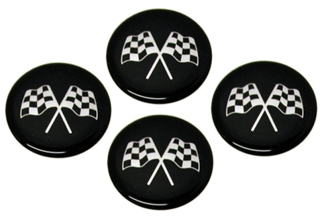 Emblem Set Wheel Cross Flag Black-1 3-4-Set Of 4