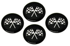 Emblem Set Wheel Cross Flag Black-1 3-4-Set Of 4