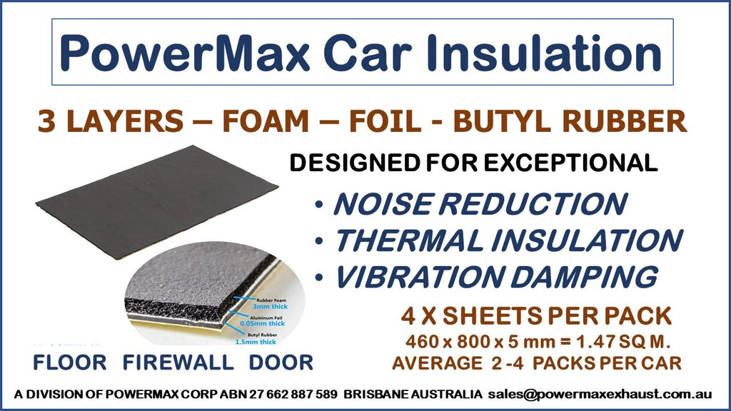 Insulation Kit Powermax Heat & Sound Floor Pack 4 X Sheets 460 X 800Mm 1.47 M2 Cars/Pickups Require 1-4 Packs PMI201