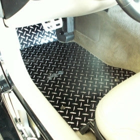 Mat Set Floor Diamond Plate Polished Aluminum Black Pair-99-04