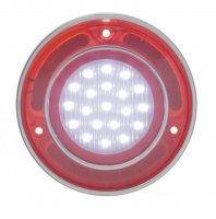 Lens Back Up Light / Lamp Led Red & Clear With Stainless Steel Rim Each-68-73