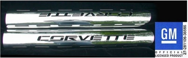 Shield Side Exhaust Polished Stainless Steel With Corvette Logo Pair-63-82