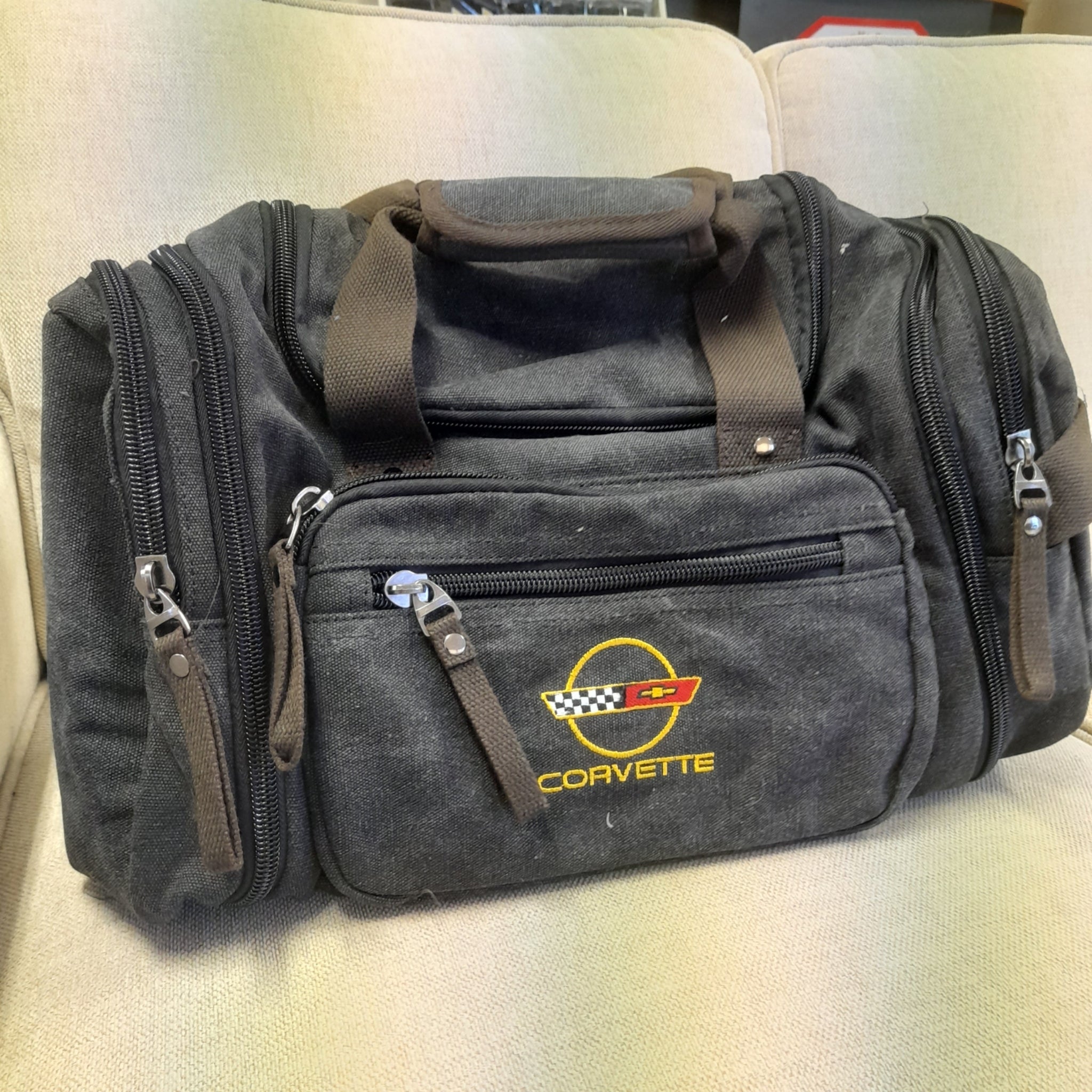 High Quality Canvas Corvette Travel Bag With C4 Logo 500L 250W 300H Black