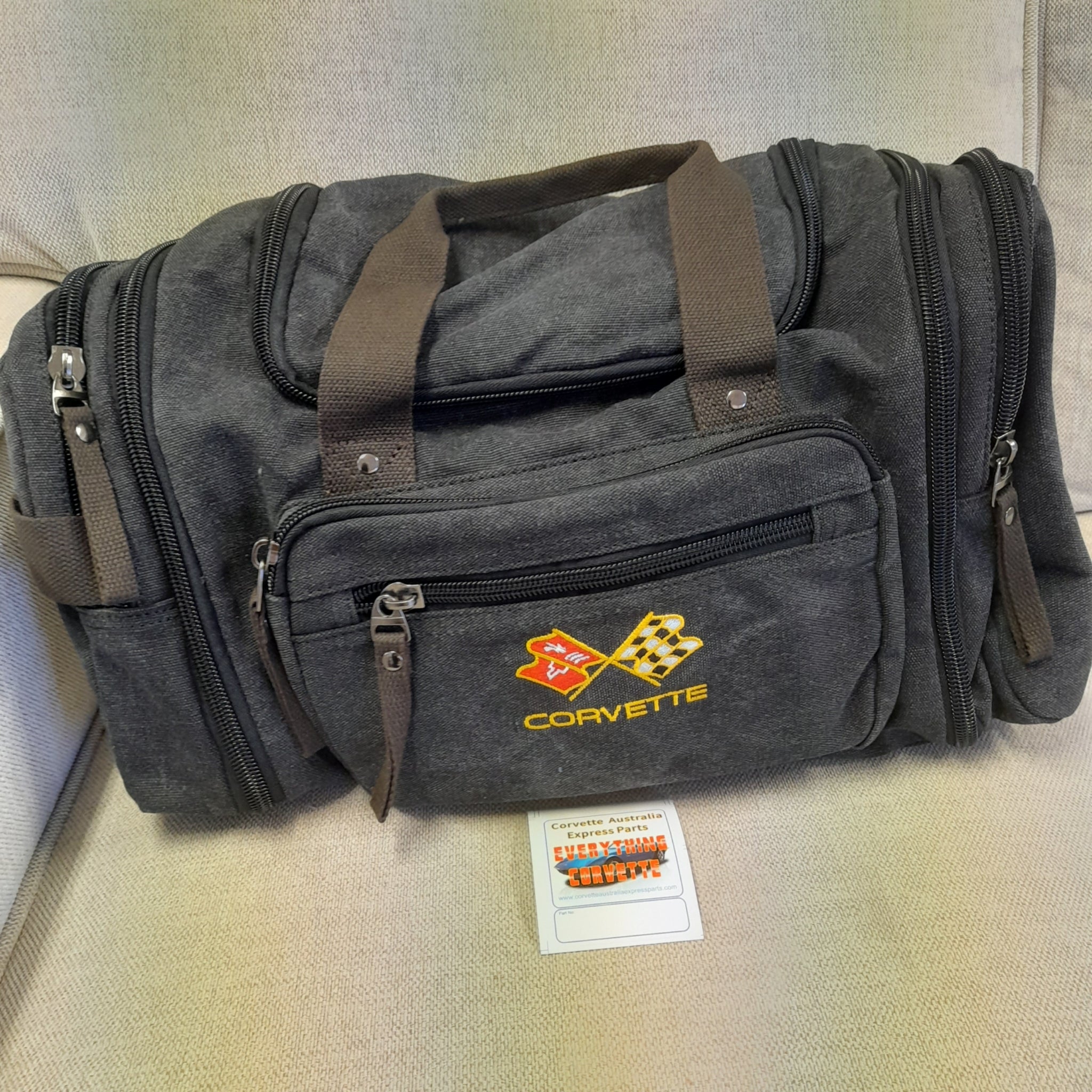 High Quality Canvas Corvette Travel Bag With C3 Logo 500L 250W 300H Black