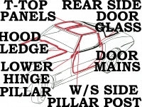 Weatherstrip Kit Coupe Body And T Top Usa-4 Th Design-10 Piece-69L-72