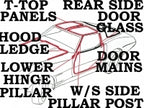 Weatherstrip Kit Coupe Body And T Top Usa-4 Th Design-10 Piece-69L-72