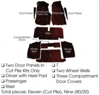 Carpet Set Complete Convertible-4 Speed Cut Pile With Pad-71-75