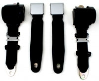Seat Belt Conversion Assembly-3 Point Vertical Mount Chrome Lift Buckle Colors Pair-63-67
