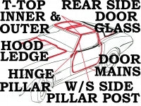 Weatherstrip Kit Coupe Body And T Top-1 St Design Usa-11 Pieces-69