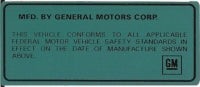 Decal Door Vehicle Certification Label-69-75