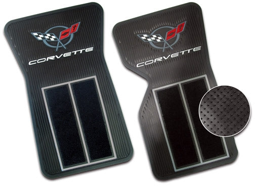 Mat Set Rubber And Carpet With C-5 Logo Black Pair-68-82