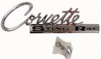 Emblem Rear Deck Corvette Sting Ray With Fasteners Each-63-65