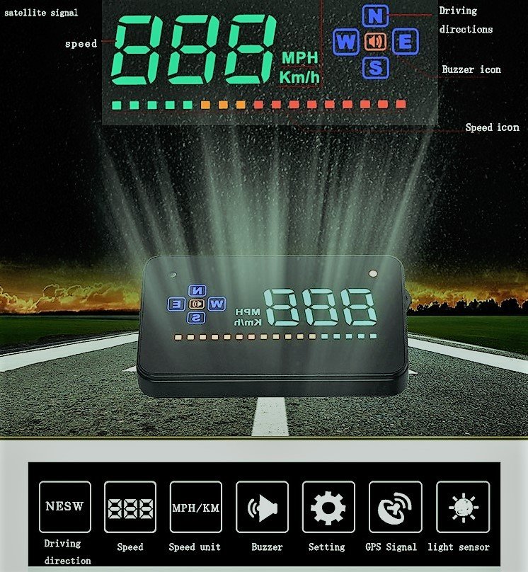 Corvette Head Up Speed Display On Windscreen Gps Kit (5) Pcs