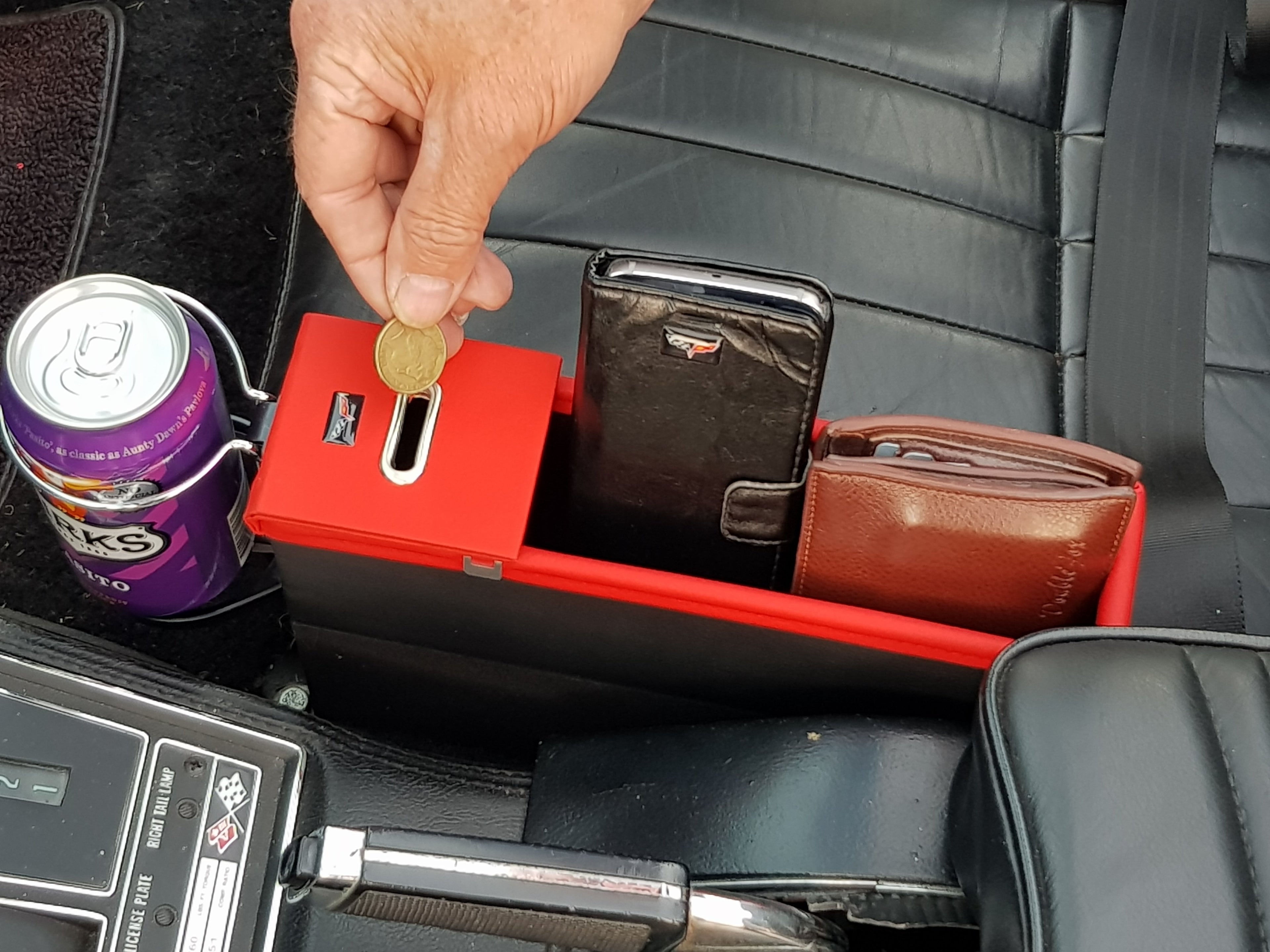 Corvette Car Seat Gap Catcher Organizer Box Storage Cup Holder Pu Leather Multi Function Pocket Coin Storage Auto Accessories Lee008002 (4A6)