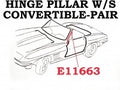 Weatherstrip Hinge Pillar Convertible Usa Pair-63-67