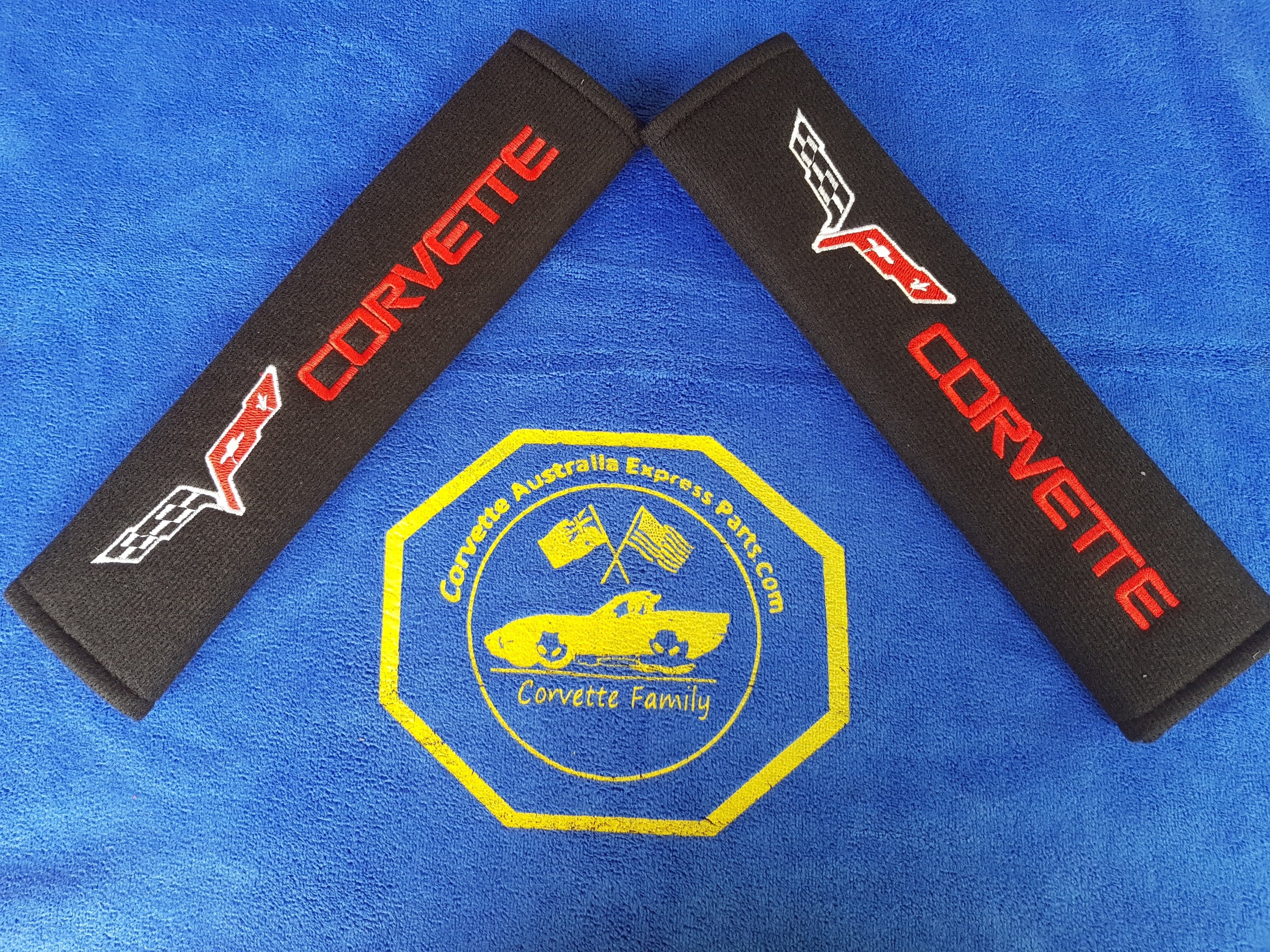 2Pcs/Set Universal Cotton Seat Belt Shoulder Pads Covers Emblems For Corvette