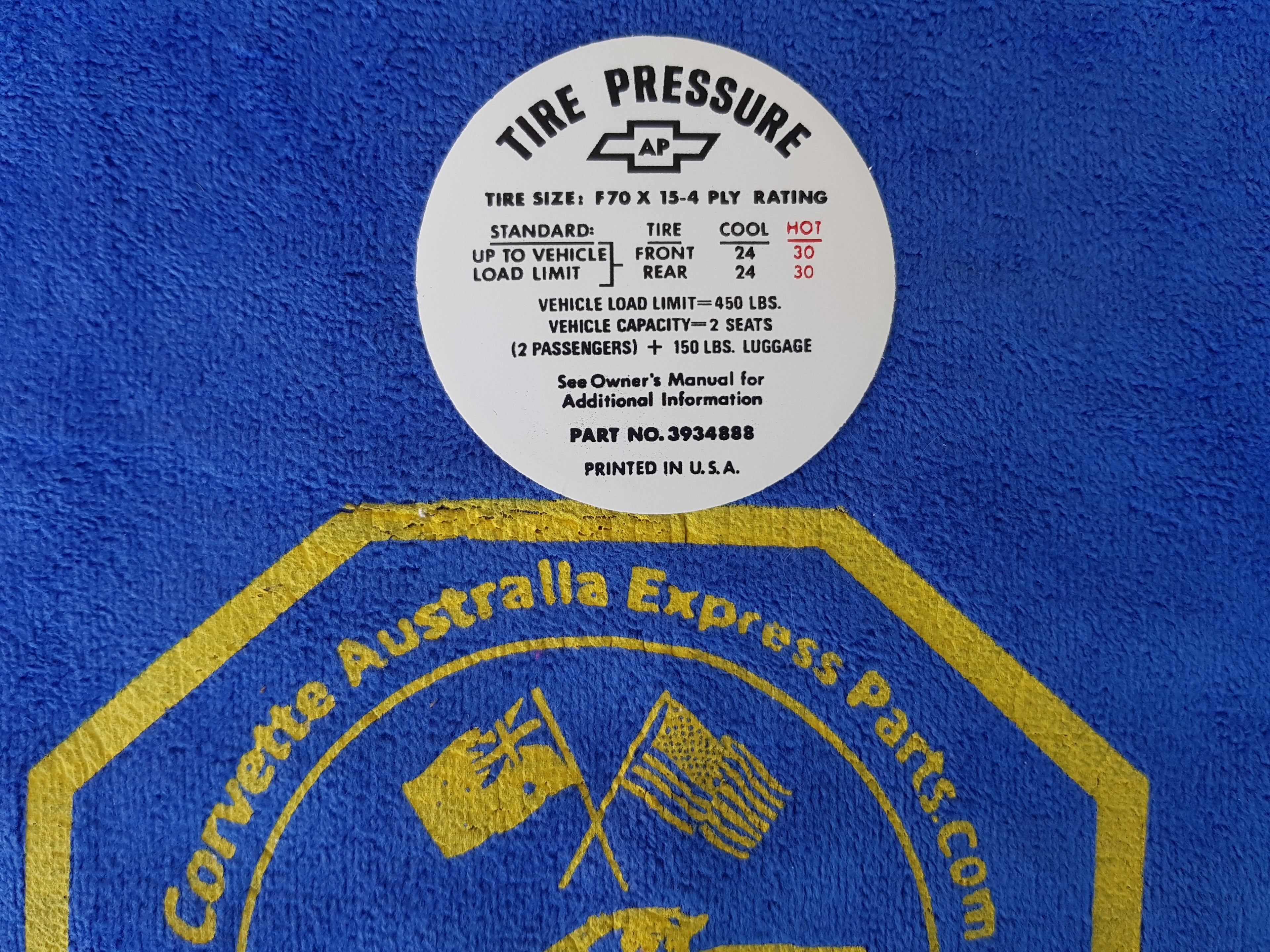 Decal Tire Pressure-68-72