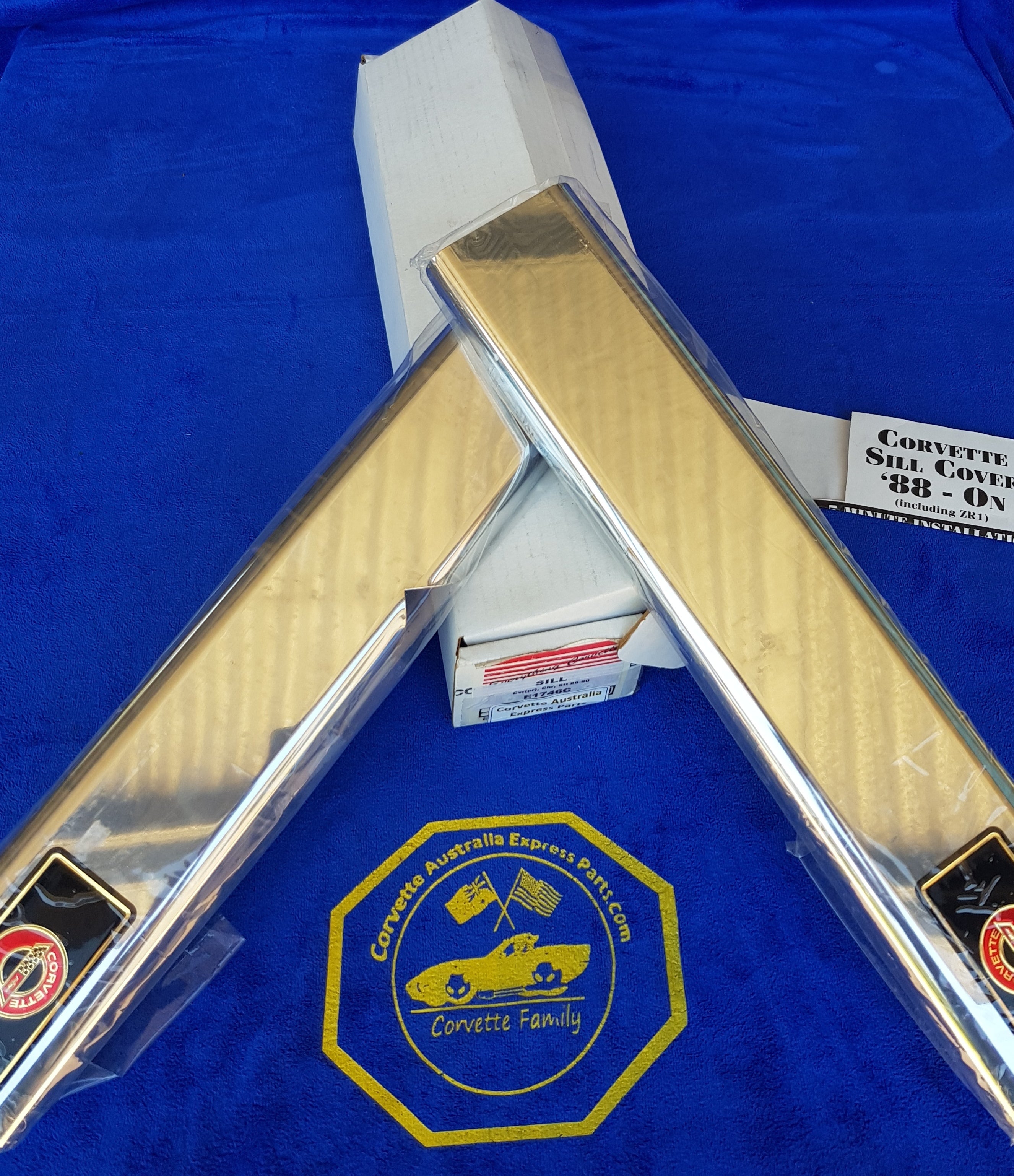 Sill Cover Chrome With Logo Pair-88-90