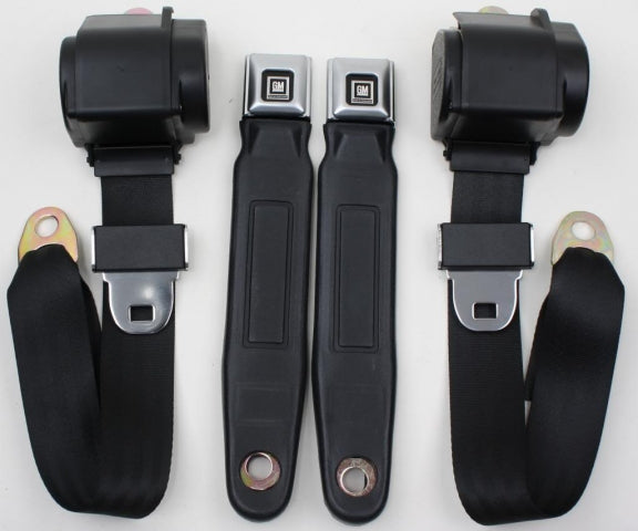 Seat Belt Conversion Assembly-3 Point Single Retractor Starburst Buckle Colors Pair-68-74