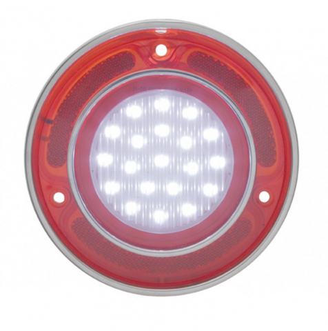 Lens Back Up Light / Lamp Led Red & Clear With Stainless Steel Rim Each-68-73
