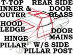 Weatherstrip Kit Coupe Body And T Top-1 St Design Usa-11 Pieces-69