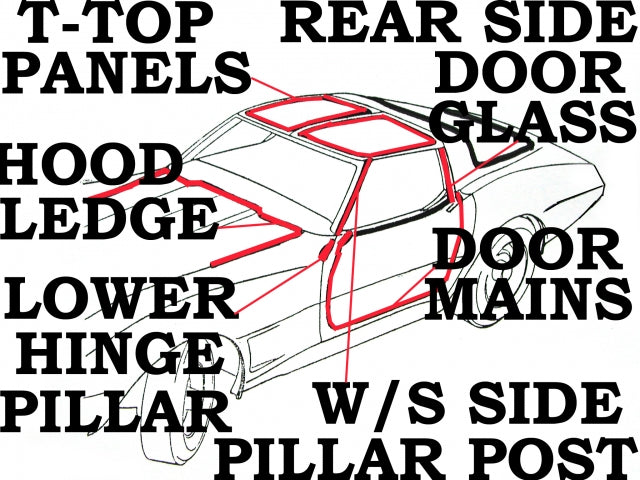 Weatherstrip Kit Coupe Body And T Top Usa-4 Th Design-10 Piece-69L-72