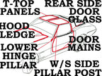 Weatherstrip Kit Coupe Body And T Top Usa-4 Th Design-10 Piece-69L-72