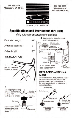 Antenna Power Fully Automatic Includes Cable And Harness Exact Harada Xm010 Replacement