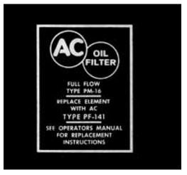 Decal Oil Filter Canister Instructions Pf-141-58-67