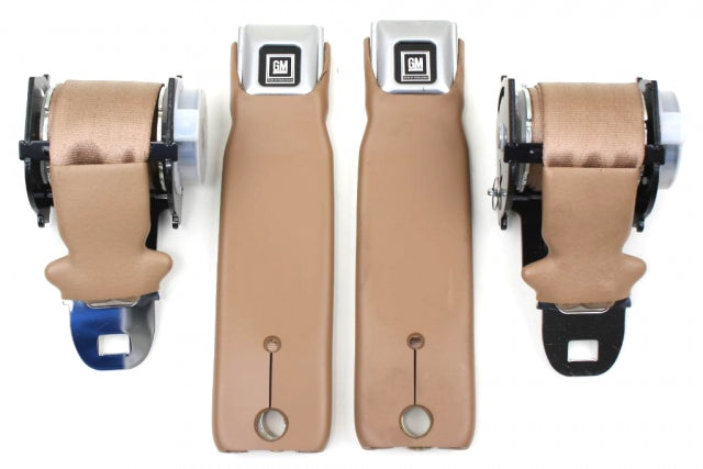 Seat Belt Set Retractable Lap(Only) Gm Buckle W Sleeves-7 Panel Webbing Colors Pair-72-77