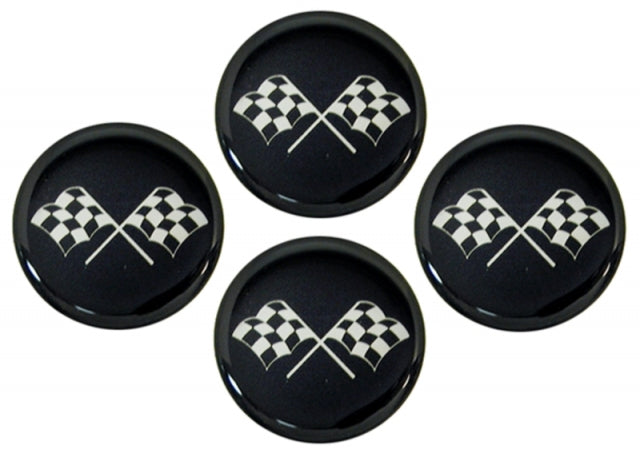 Emblem Set Wheel Cross Flag Black-2-Set Of 4