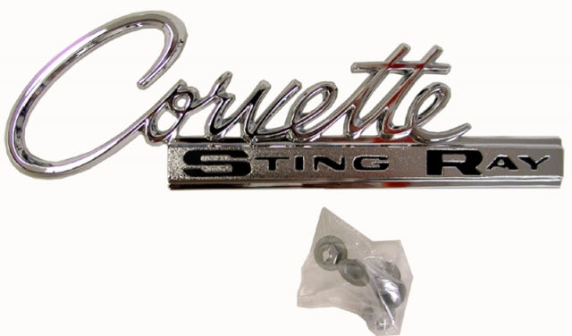 Emblem Rear Deck Corvette Sting Ray With Fasteners Each-63-65