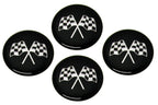 Emblem Set Wheel Cross Flag Black-1 3-4-Set Of 4