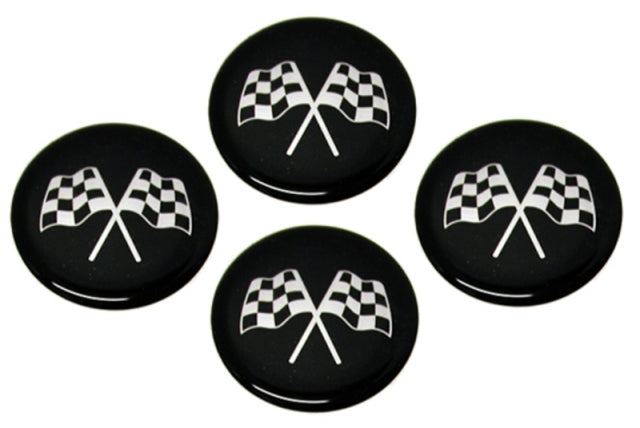 Emblem Set Wheel Cross Flag Black-1 3-4-Set Of 4
