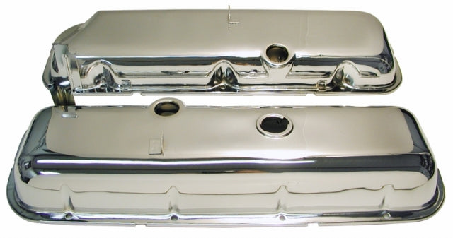 Cover Valve Chrome With Drippers With Slant On Left Valve Cover Import Pair-65-74